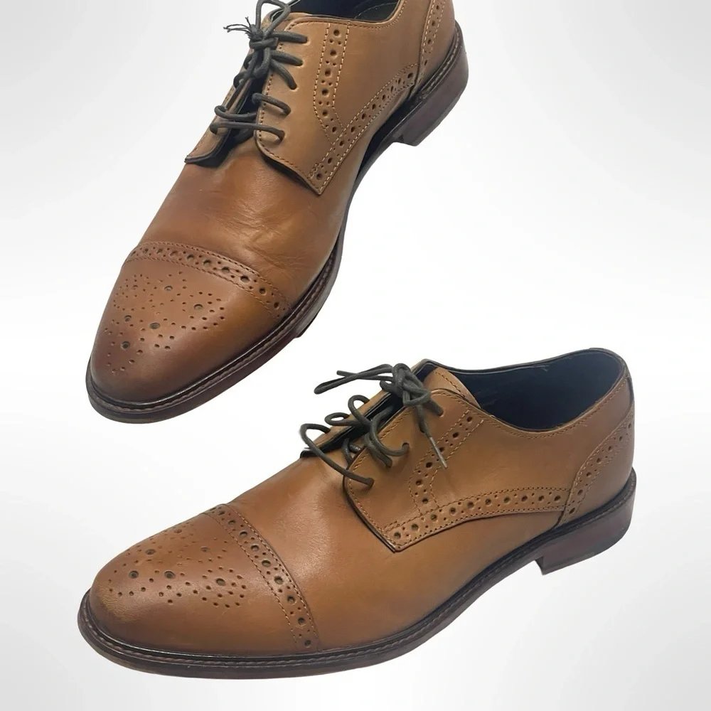 Joseph Abboud Brown Cap-toe Leather Men's Dress Shoes size 8